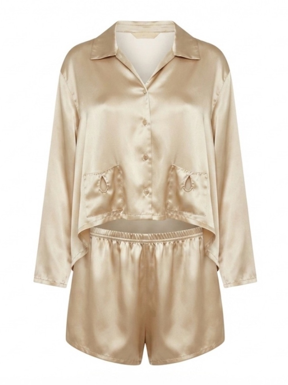 Vintage Silk & Satin Champagne Gold Pajama Lounge Set XL